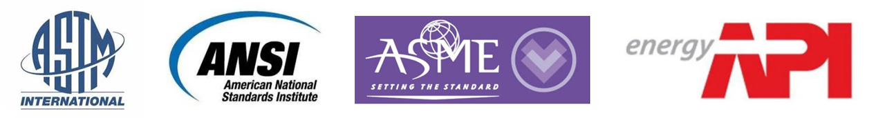 ASTM, ANSI, ASME agus API